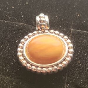 Vintage Silver Tone & Mustard Color Pendant